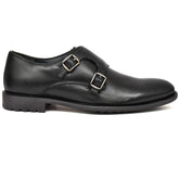 Elegant Black Double Strap Monk Shoes from Country Maddox, crafted from premium leather.